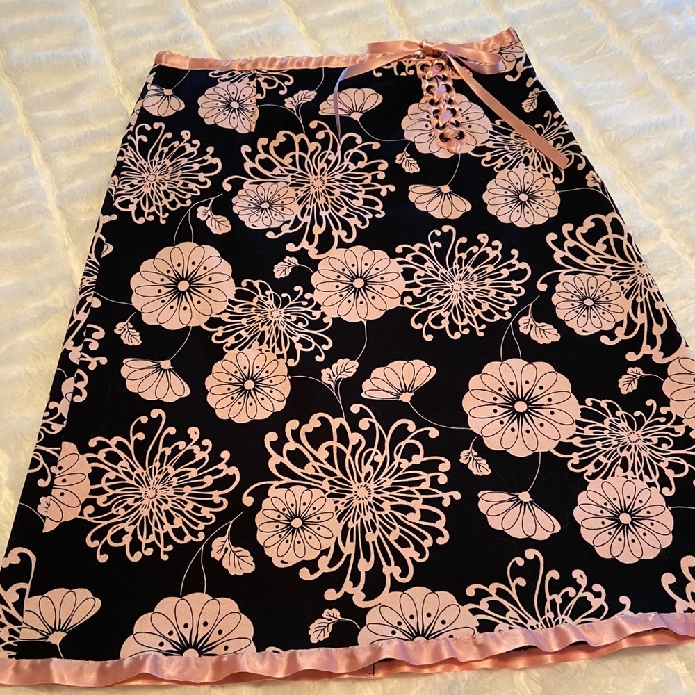 Joseph Altier Walker cotton skirt with ribbon corset lacing. Pale Pink/Black XS